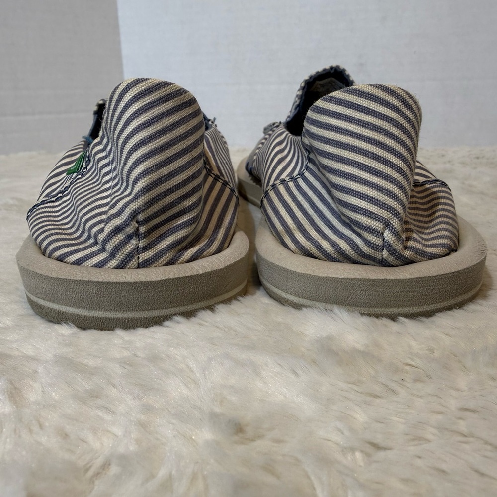 Sanuk Donna Polo blue & white striped sidewalk surfer slip-ons size 8 - Picture 5 of 8